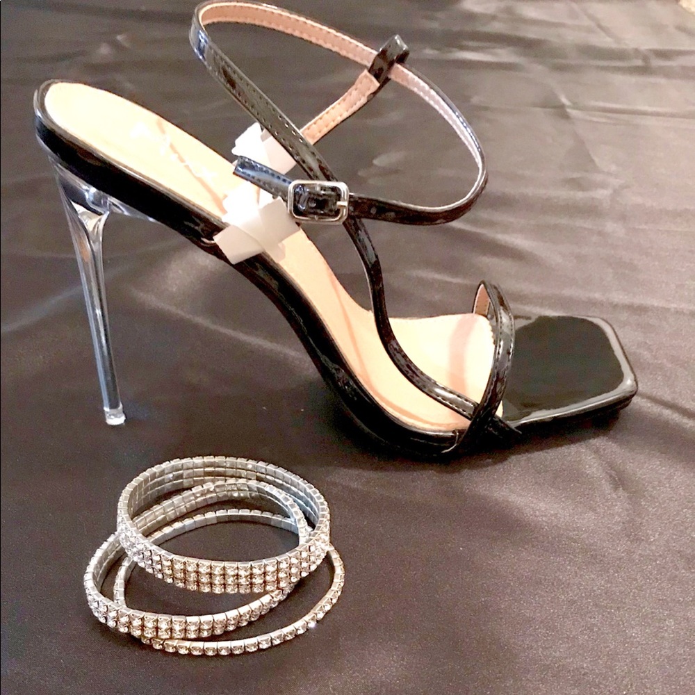 Open toe strap heels
